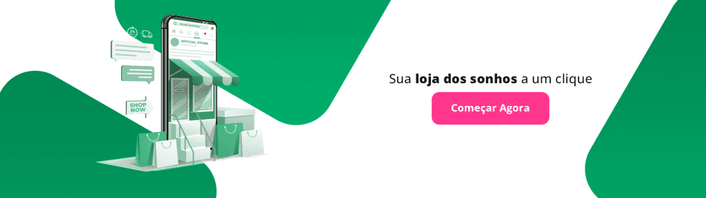 imagem mostrando um botão para criar loja virtual pela ecomece